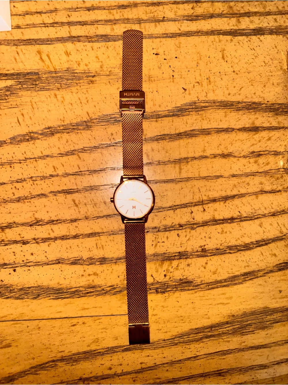 MVMT Rose Gold Mesh Strap Watch with White Dial - Picture 2 of 3